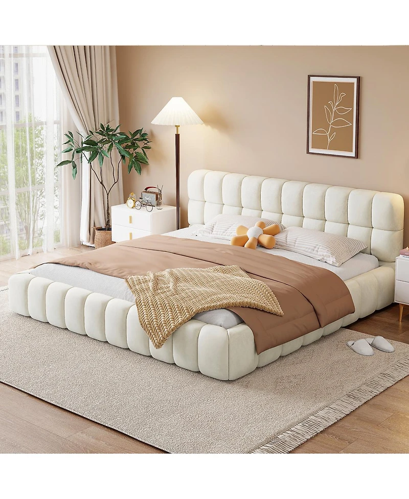 Streamdale Furniture Upholstered Platform Bed with Solid Frame
