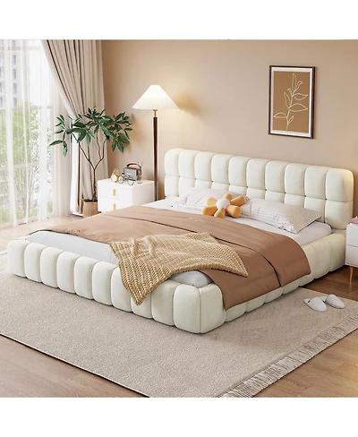 Streamdale Furniture Upholstered Platform Bed with Solid Frame