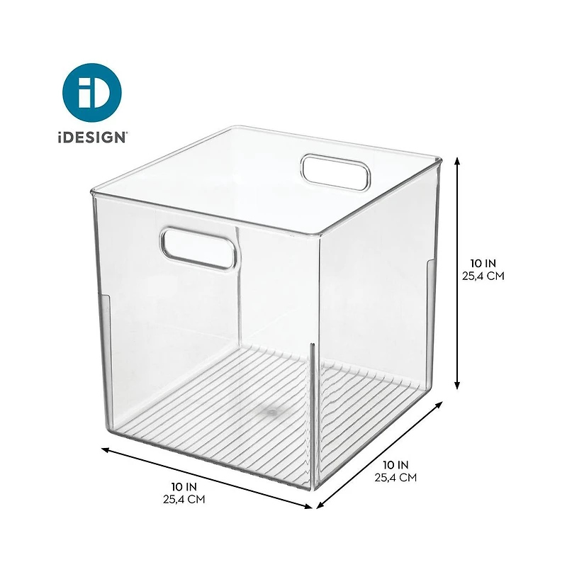 iDesign Small Cube Bin for Cabinet or Pantry, Set of 4, Clear, Made in Usa