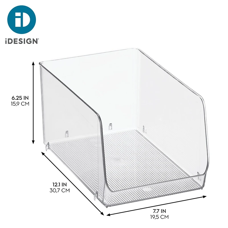 Stackable Clear Plastic Open Front Storage Bin, 4-Pack