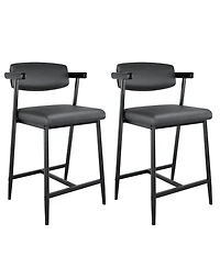 homfan Modern Counter Height Bar Stools with Armrests and Backrest, Metal Frame Footrest for Kitchen Island, Dining Room