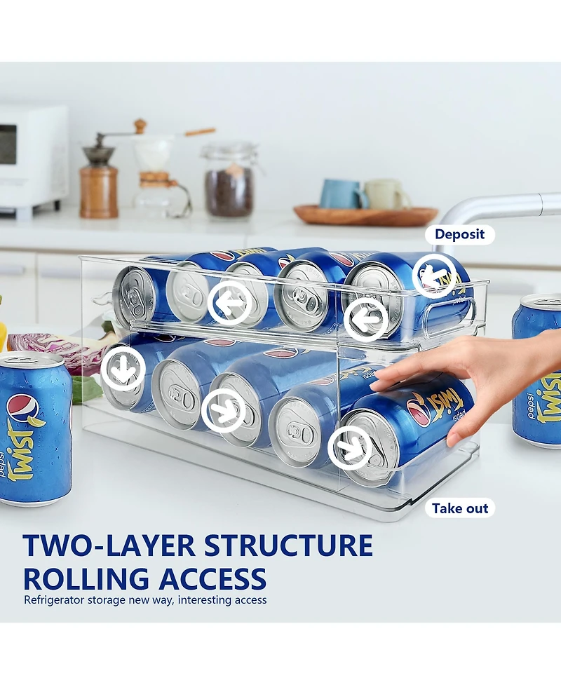 Mega Casa Kitchen Can Organizer for Pantry- Soda Can Organizer for Refrigerator(Set of 2)