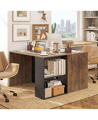 Gymax Computer Desk' Home Office Desk w/ 2-Tier Bookshelf Study Writing