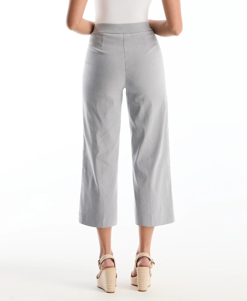 Rafaella Petite Striped Patch Pocket Wide-Leg Pants