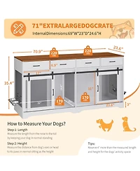 gaomon Dog Crate Furniture, Dog Kennel Indoor with 4 Sliding Doors and 4 Drawers, Multi-Functional Dog Crate for Medium and Large Dogs for Living Room