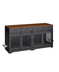 gaomon Dog Crate Furniture, Kennel Indoor with 4 Sliding Doors and Drawers, Multi-Functional for Medium Large Dogs Living Room