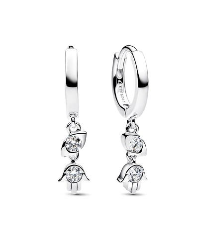 Pandora Talisman Sterling Silver Lab-Grown Diamond Evil Eye Hamsa Hand Dangle Earrings