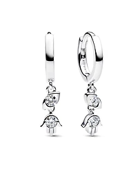 Pandora Talisman Sterling Silver Lab-Grown Diamond Evil Eye Hamsa Hand Dangle Earrings