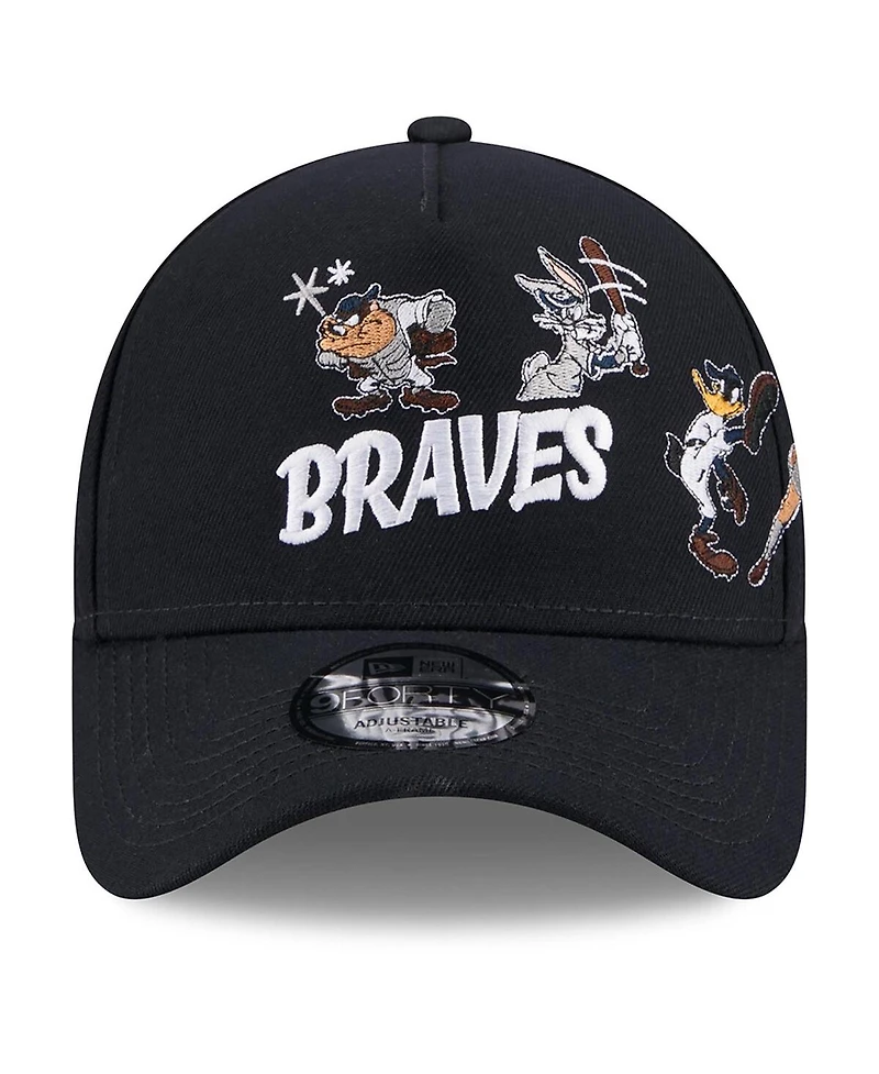 New Era Men's Navy Atlanta Braves Looney Tunes A-Frame 9FORTY Adjustable Hat