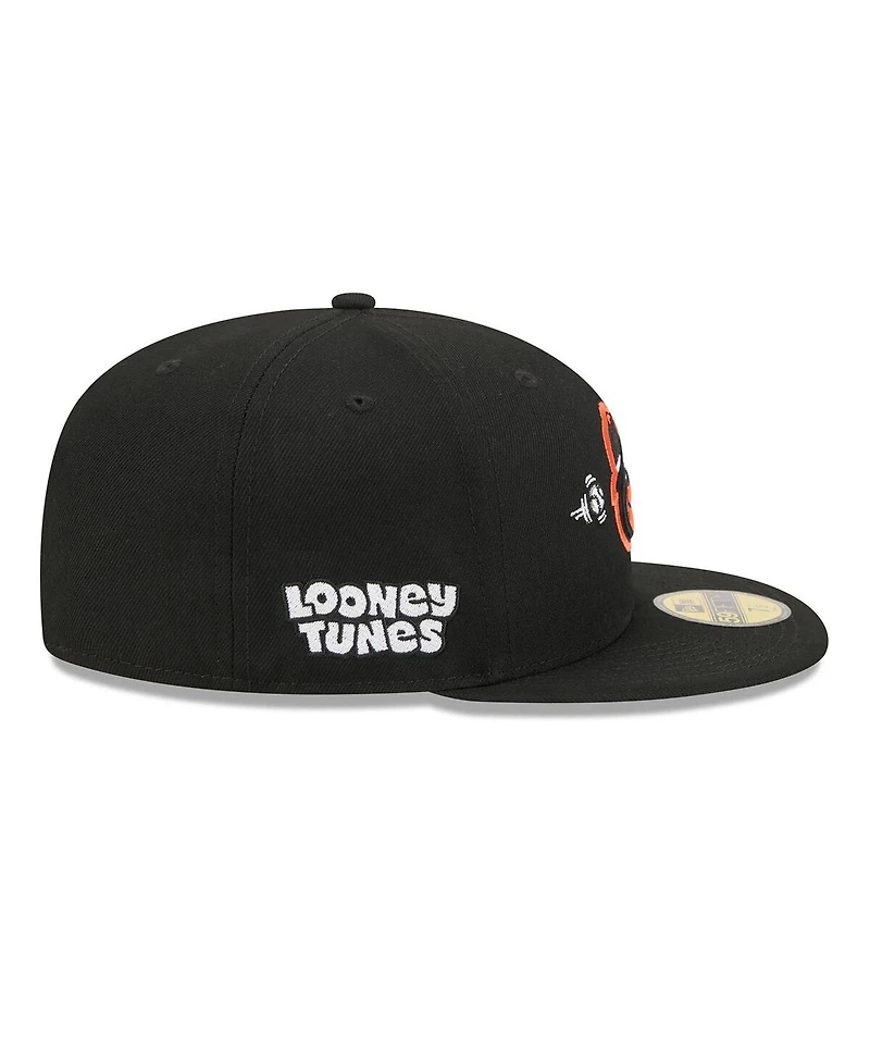 New Era Men's Black Baltimore Orioles Looney Tunes Bugs Bunny 59FIFTY Fitted Hat