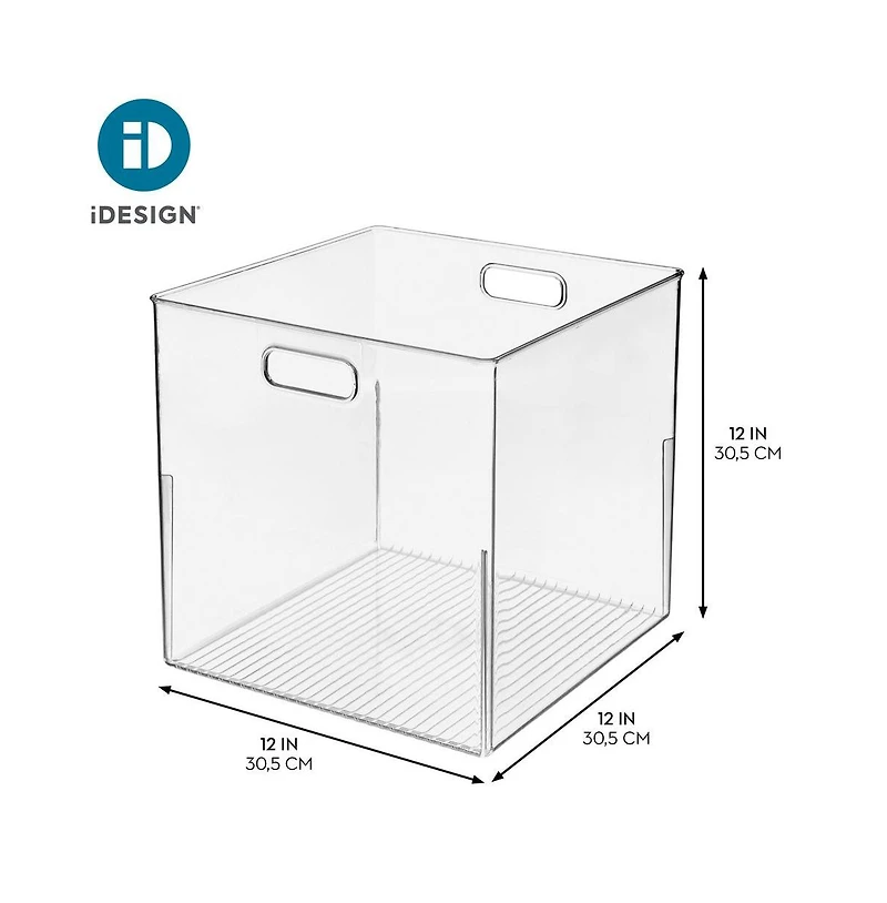 iDesign Large Cube Storage Bin, Set of 2, Clear, Made in Usa