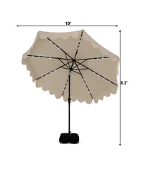 Slickblue Patio Umbrella with Solar Lights and Heavy Duty Weighted Base for Outdoor