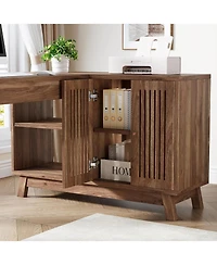 Tribesigns L-Shaped Desk with Storage Cabinet, 57-Inch Wood Corner Workstation, Home Office Computer