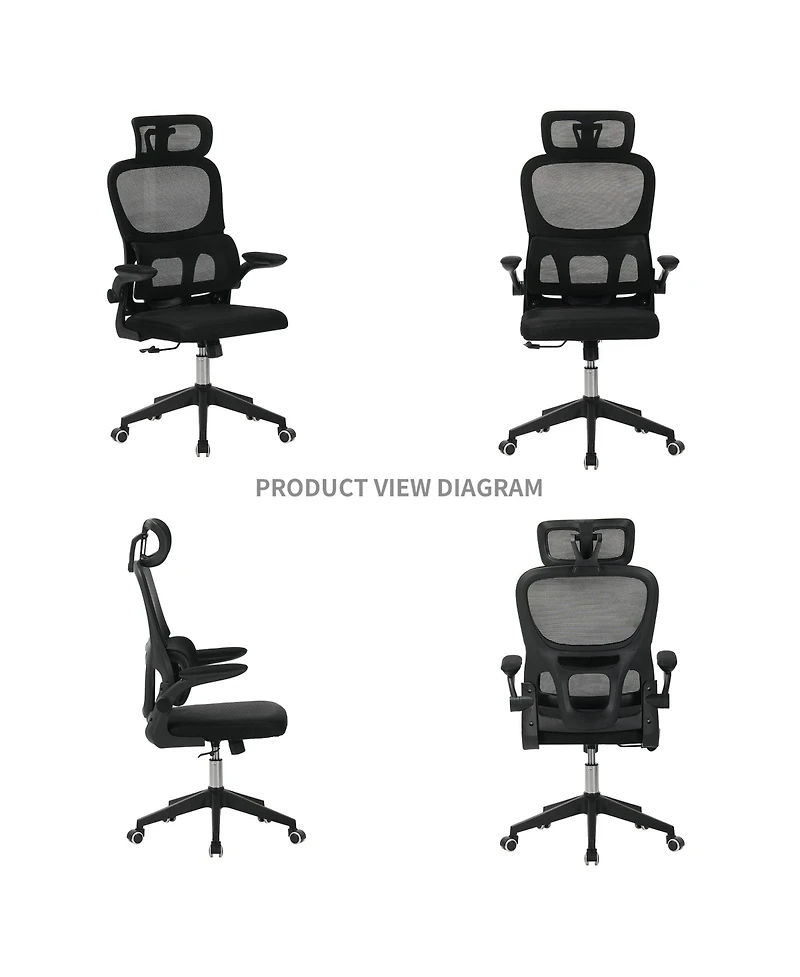 Flynama High Back Ergonomic Mesh Office Chair,3D Headrest Big and Tall Desk Chair