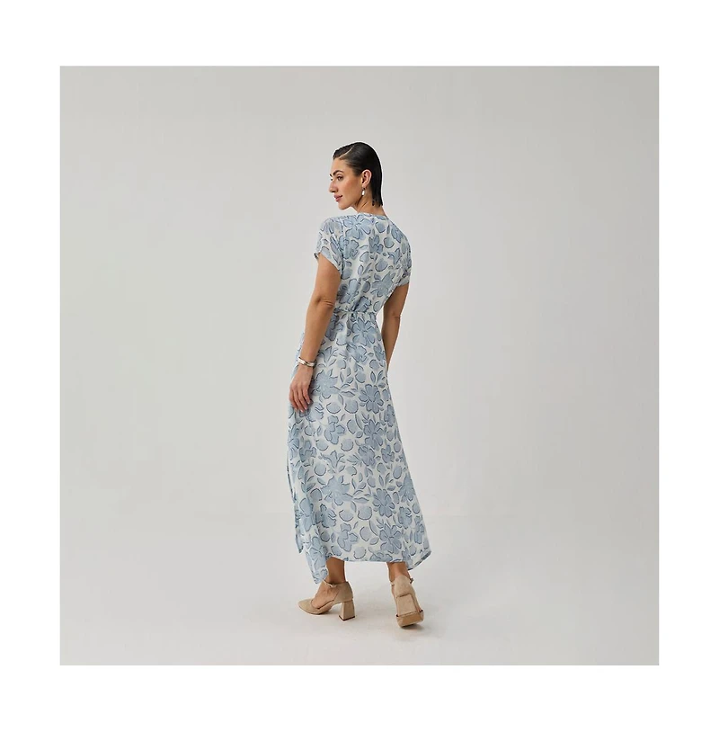 Reistor Women's Floral Print Tie-Waist Wrap Maxi Dress