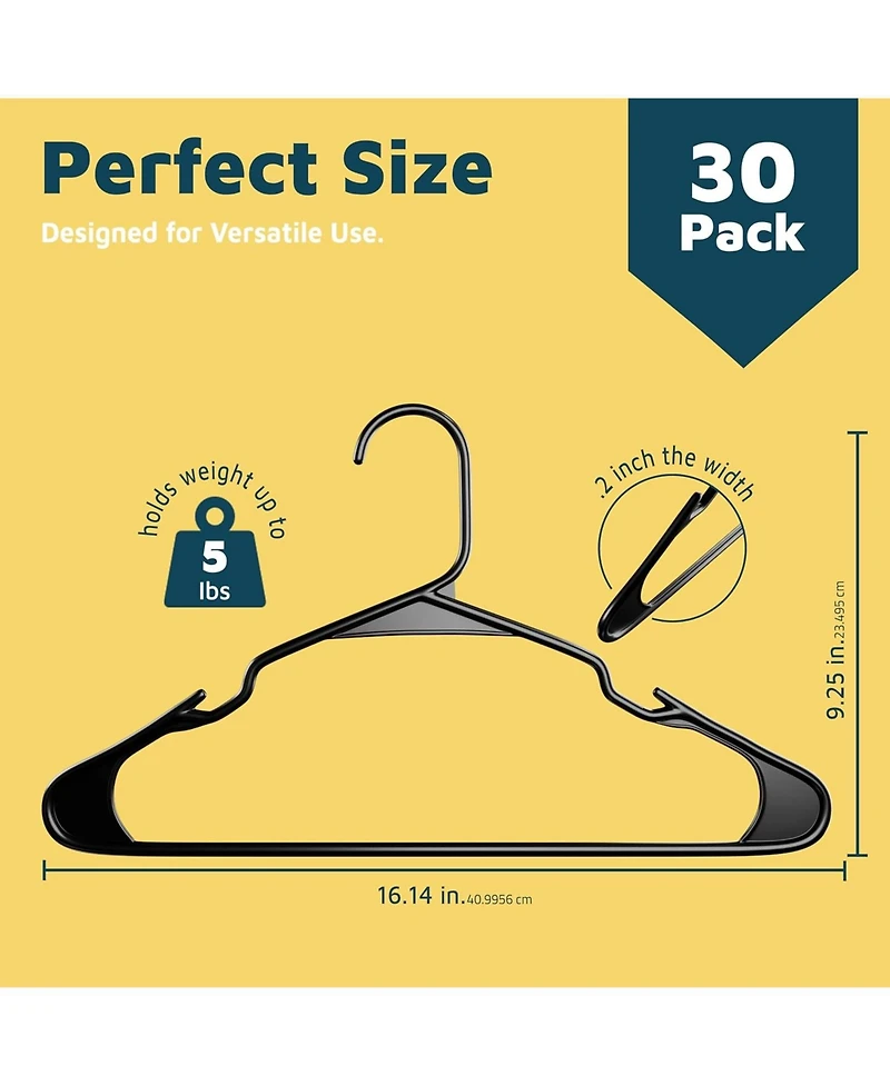 Lifemaster Plastic Clothes Hanger Set - 30 Pieces Versatile, Lightweight, Space-Saving, Non-Slip, Slim Designed, Dry and Wet Clothes Hanger Set