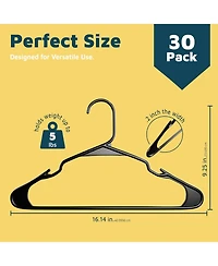 Lifemaster Plastic Clothes Hanger Set - 30 Pieces Versatile, Lightweight, Space-Saving, Non-Slip, Slim Designed, Dry and Wet Clothes Hanger Set
