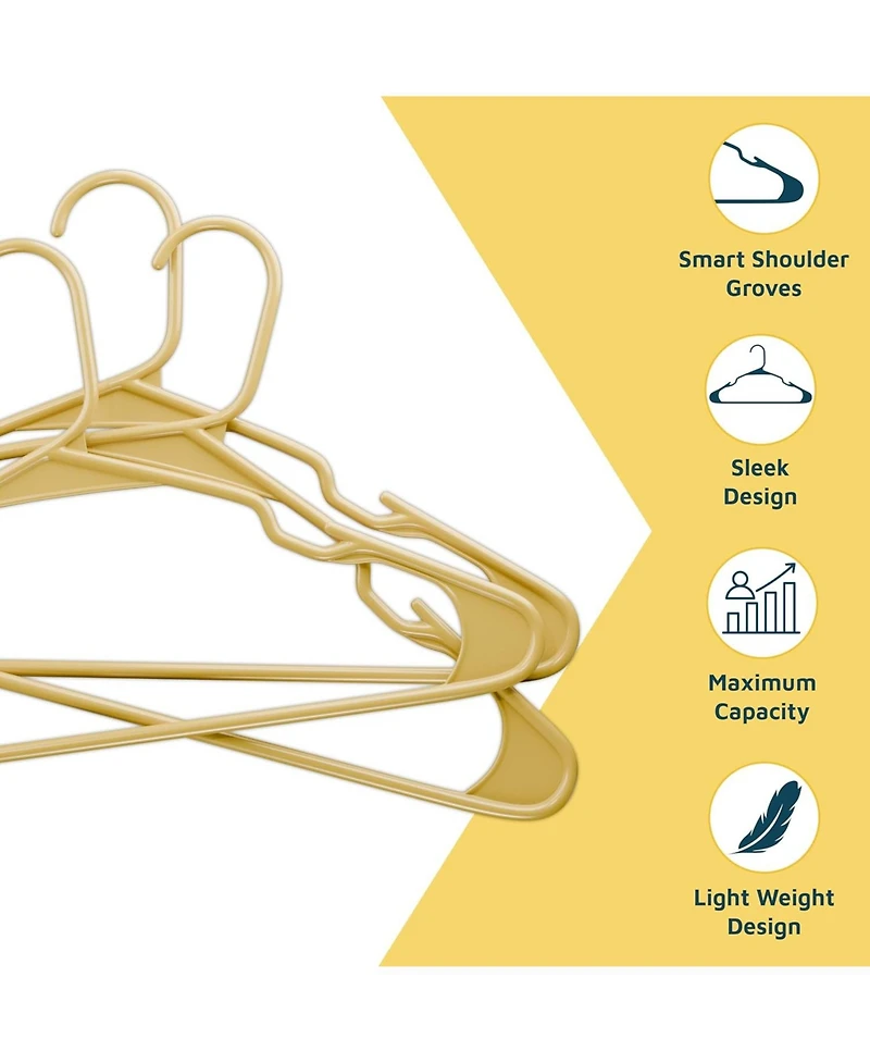 Lifemaster heavy-duty plastic hangers for clothes, dresses & coats non-slip grooves, space-saving design
