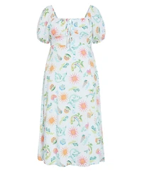 City Chic Women's Abbie Short Sleeve Ocean Print Maxi Dress