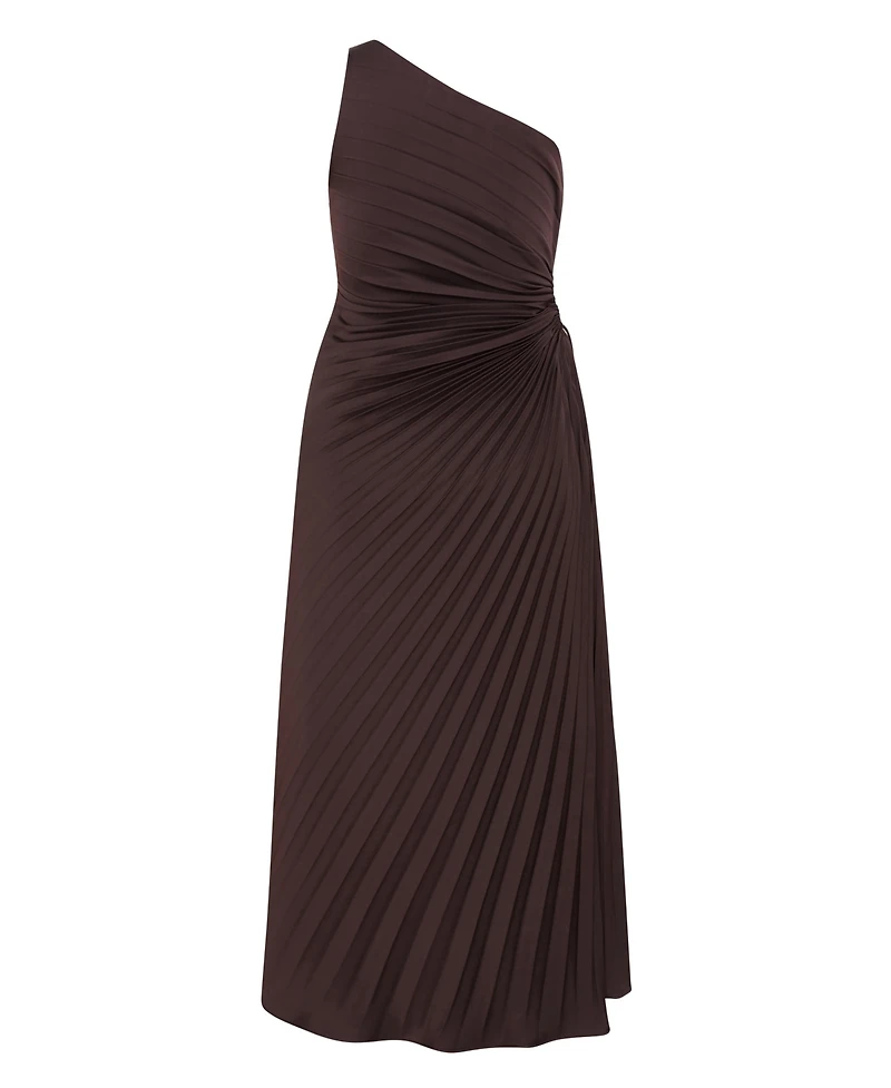 City Chic Plus Aliza One Shoulder Pleat Maxi Dress