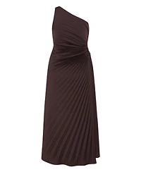 City Chic Plus Aliza One Shoulder Pleat Maxi Dress