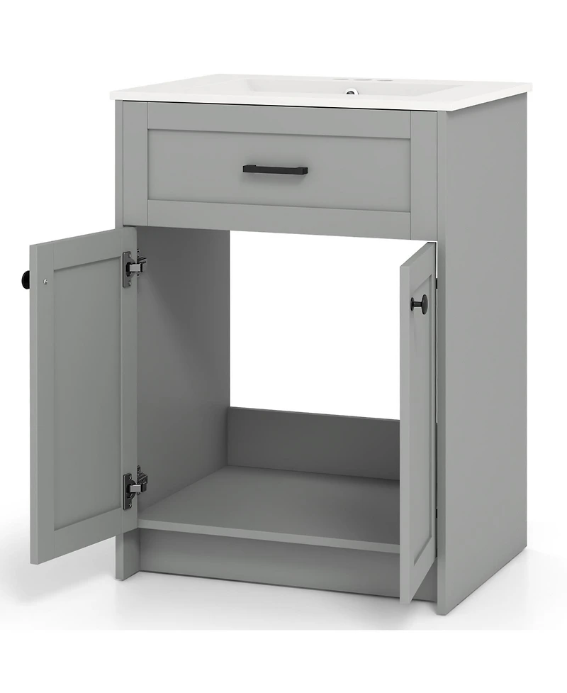 Casainc Bathroom Vanity Unit with Basin and Double Door Storage Cabinet