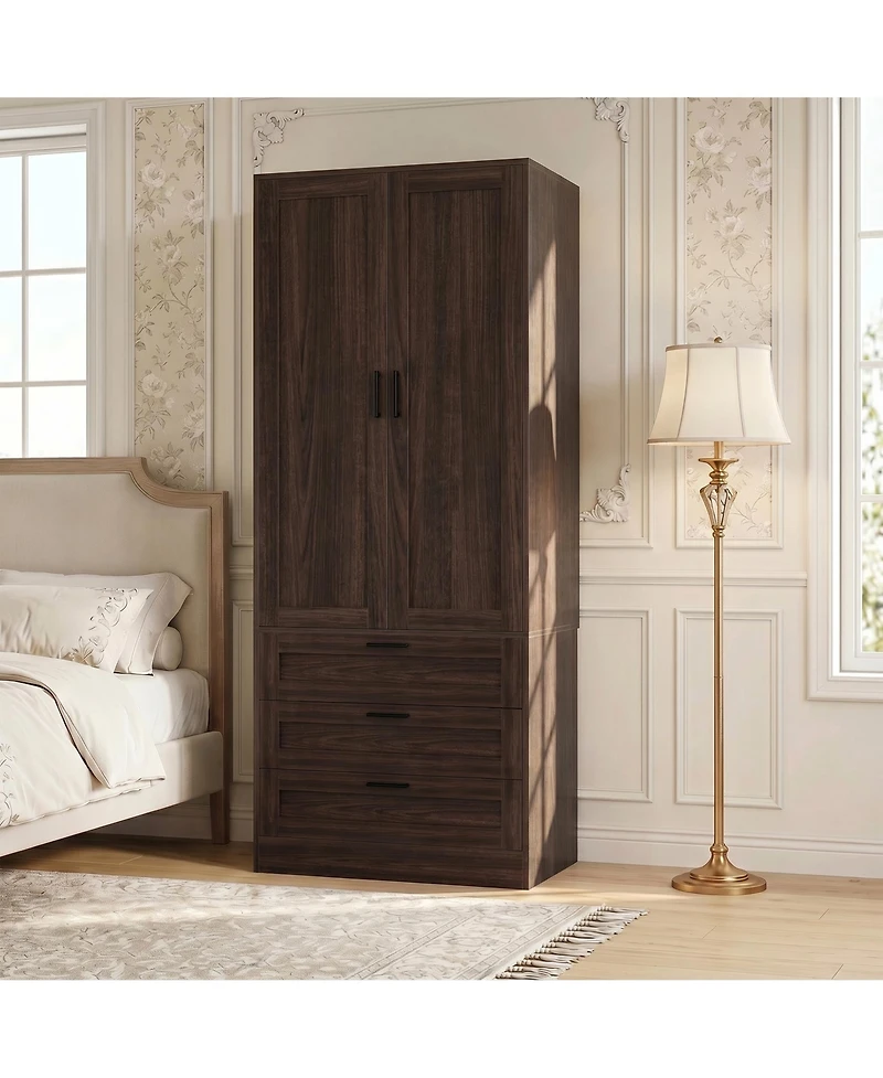 Aheaplus Closet Cabinet with 3 Drawers, Organizer Door