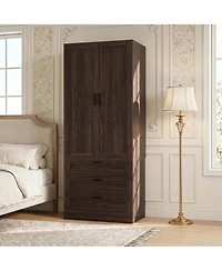Aheaplus Closet Cabinet with 3 Drawers, Organizer Door