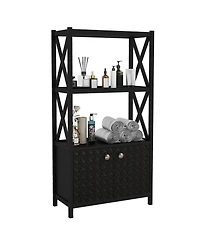 sumyeg Bathroom Storage Cabinet with Open Shelves and Double Doors Organizer