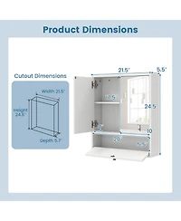 sumyeg Double Door Wall Mounted Bathroom Mirrored Medicine Cabinet