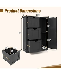 sumyeg Bathroom Floor Side Storage Cabinet with 3 Drawers and 1 Cupboard