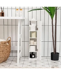 sumyeg Freestanding bath fixture Paper Holder with Shelves and Top Slot Organizer