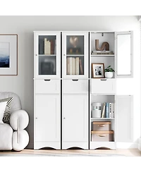sumyeg Tall Bathroom Floor Storage Cabinet with 2 Doors and 1 Drawer