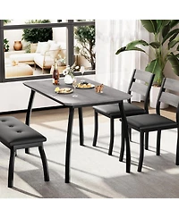 gaomon 4-Piece Farmhouse Dining Set with 2 Chairs and Bench for Small Spaces