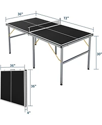 Xo Folding Ping Pong Table Set, Portable Table Tennis with Net, 2 Paddles and 3 Balls, Quick Setup Compact Game Table for Indoor Outdoor Use