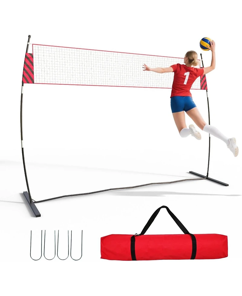 Xo Adjustable Volleyball Net System Portable Net with Poles and Carry Bag, Heavy Duty Outdoor Volleyball Set for Beach Backyard