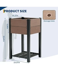 Xo 19" x 33" Hdpe Raised Garden Bed with Legs and Shelf, All-Weather Elevated Planter for Herbs, Vegetables, Patio and Balcony