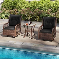 Costway 3 Piece Patio Furniture Set with 2-Tier Side Table and Cushions for Porch