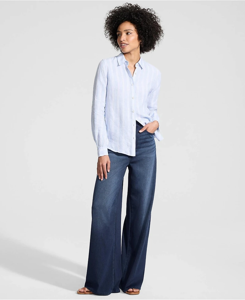 Lands' End Women's Starfish Denim High Rise Wide Leg Jeans