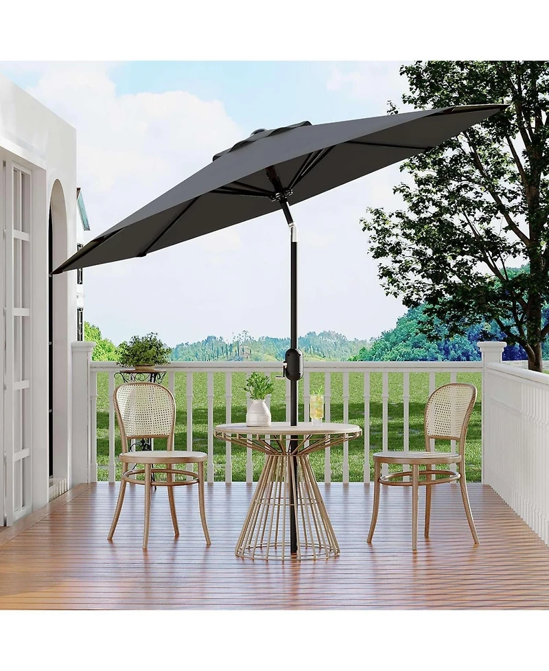 Xo 9 Ft Patio Umbrella with Tilt and Crank, Outdoor Market Table Umbrella with 8 Sturdy Ribs, Uv Resistant Deck Umbrella