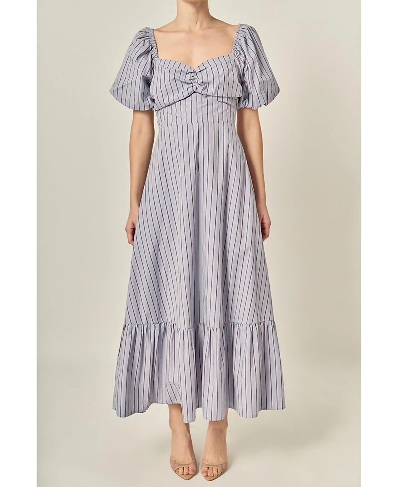 English Factory Women's Striped Tie Bck Maxi Dress