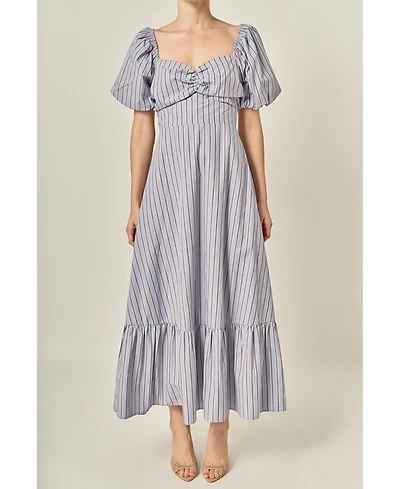 English Factory Women's Striped Tie Bck Maxi Dress