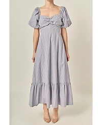 English Factory Women's Striped Tie Bck Maxi Dress