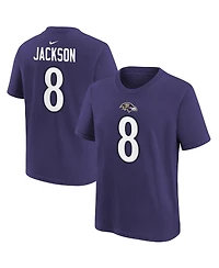 Nike Big Boys and Girls Lamar Jackson Purple Baltimore Ravens Player Name & Number T-Shirt