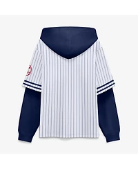 Fanatics Men's White/Navy New York Yankees Relaxed Fit Layered Pinstripe Hoodie