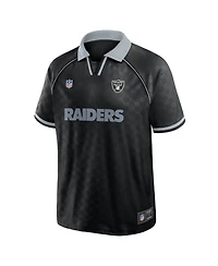 Fanatics Men's Black/Gray Las Vegas Raiders Homerun Raglan V-Neck Polo Shirt