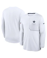 Nike Men's White Dallas Cowboys Sideline Coaches Uv Dri-fit Long Sleeve T-Shirt