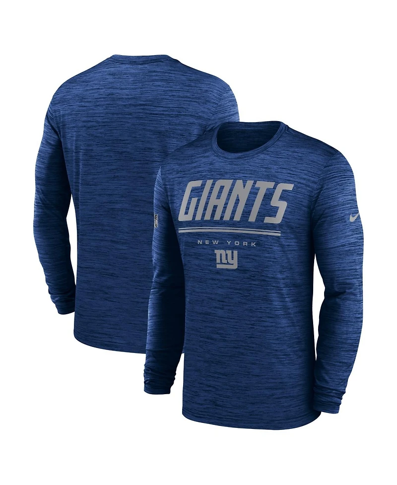 Nike Men's Royal New York Giants Sideline Offensive Transition Velocity Dri-fit Long Sleeve T-Shirt
