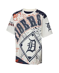 Outerstuff Big Boys and Girls Cream Detroit Tigers League Top Player Bold All-Over-Print T-Shirt