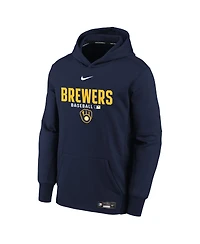 Nike Big Boys and Girls Navy Milwaukee Brewers Authentic Collection Therma-fit Hoodie
